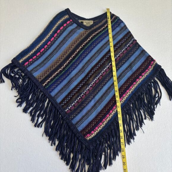 Alpaca's Best 100% Baby Alpaca Poncho Sweater Women's S Handmade Peru Colorful - Picture 4 of 6
